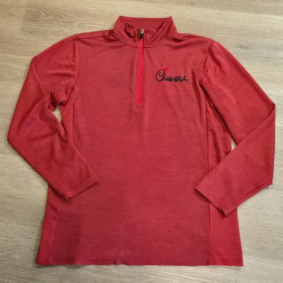 Russell Chick-Fil-A Quarter 1/4 Zip Performance Pullover Unisex Medium Red FLAW - Picture 2 of 6